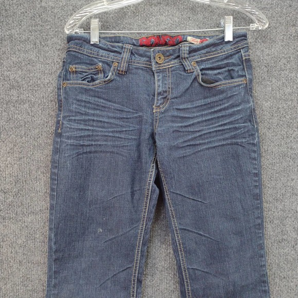 Womens Bongo Flirty Bootcut Jeans Size 7 Blue 14.5W 28.5 Inseam Decorated Pocket - Picture 6 of 11